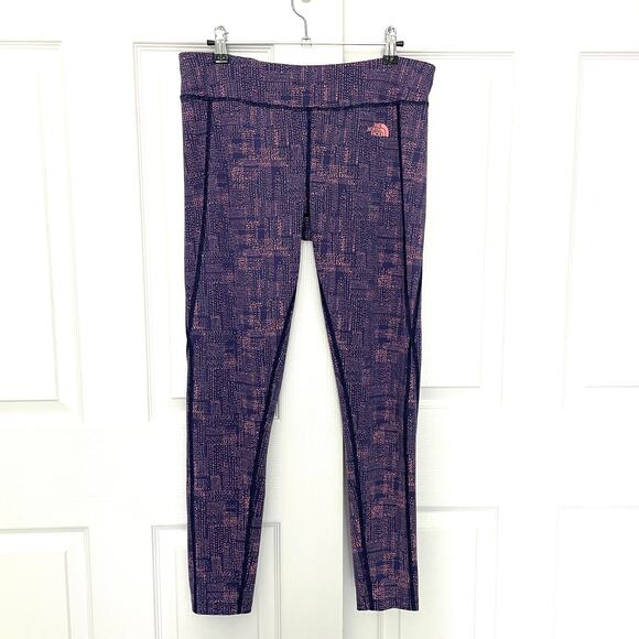 The North Face Women's Leggings Size Large Blue Pink Dots - Picture 1 of 11